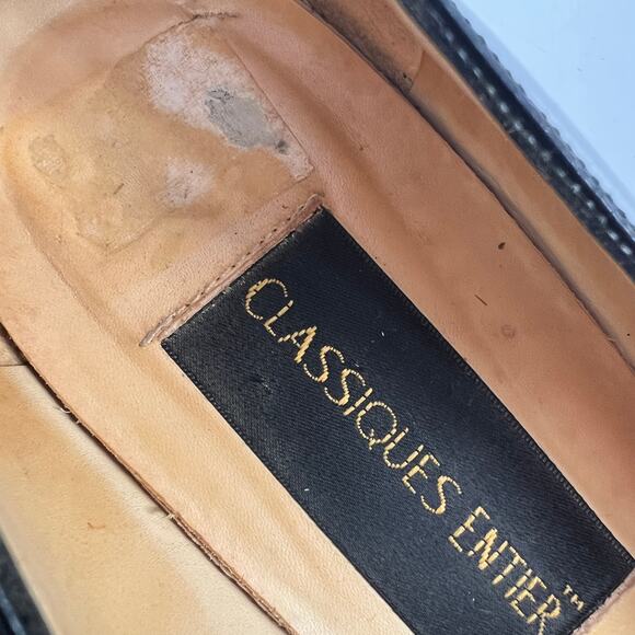 Vtg 90s Classiques Entier Peep Toe Pump Womens 9 N Black Leather Block Heel Shoe - Picture 9 of 10